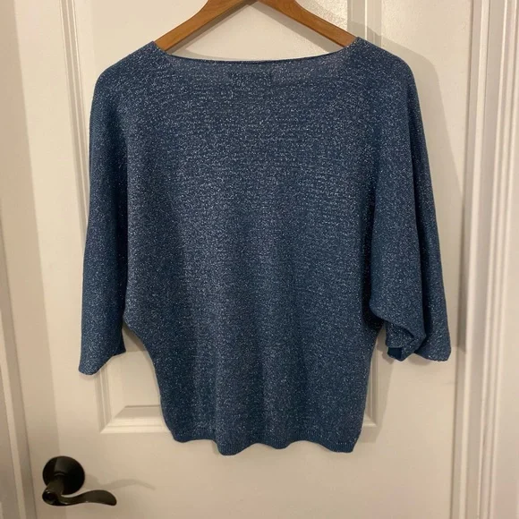 Alchemia Tricot Shimmery V-Neck Short Sleeve Sweater - Picture 3 of 7